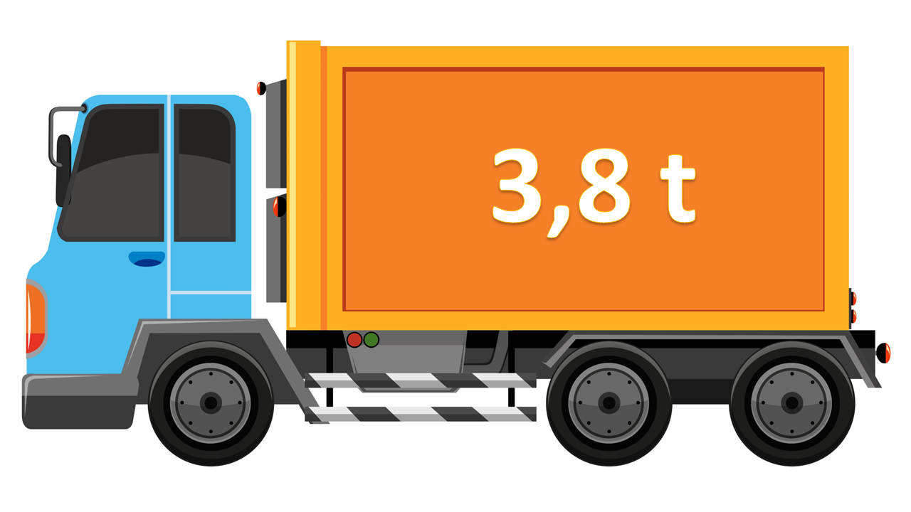 Imagem de um caminhão com a capacidade de carga em toneladas